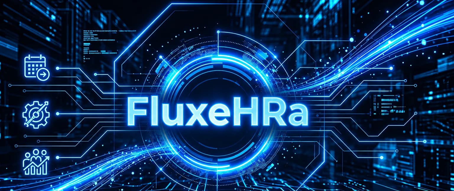 FluxeHRa homepage showing Core HR, Performance, Learning, Compensation, Talent Pool, Analytics, and other HR modules
