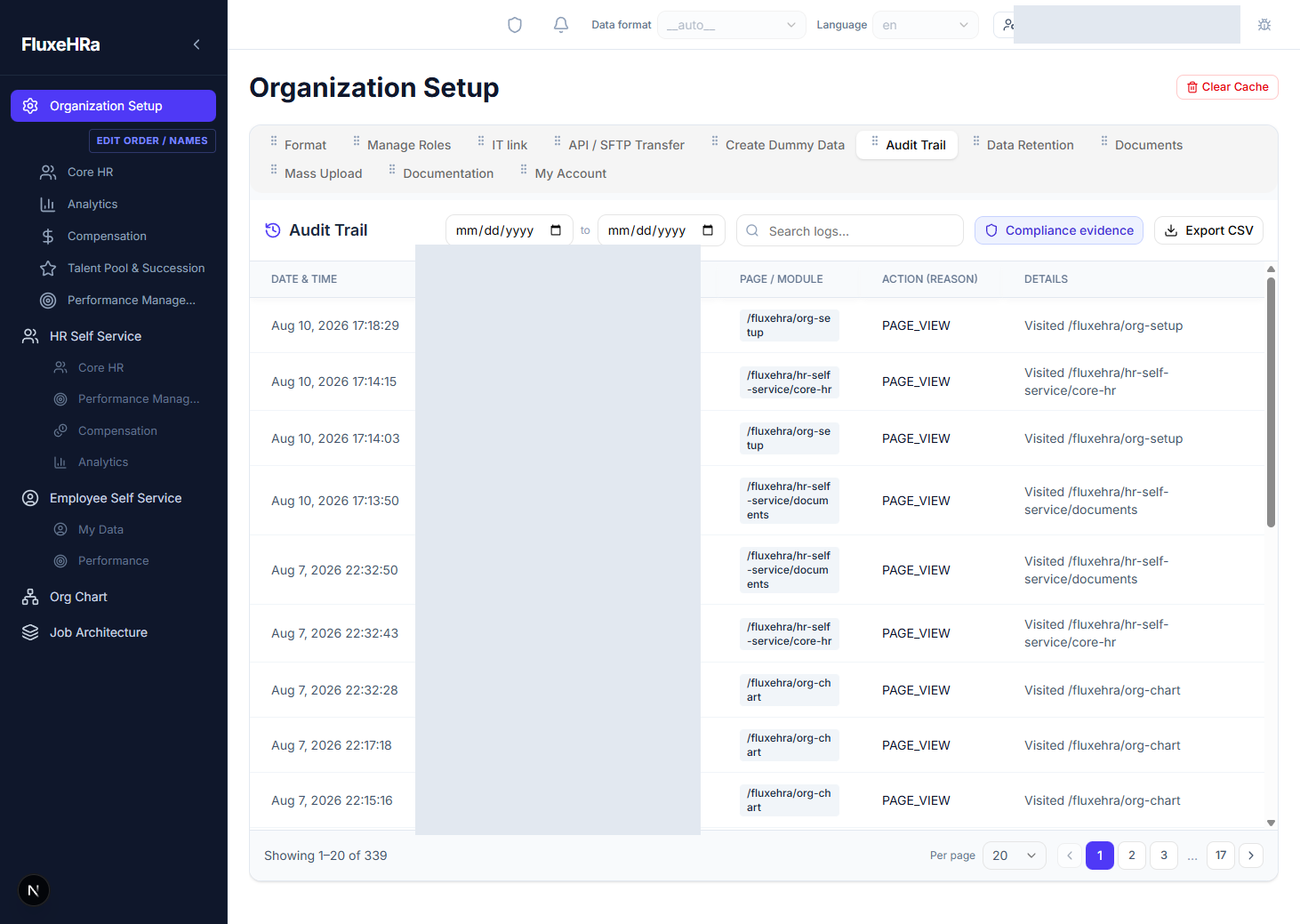 Audit trail UI