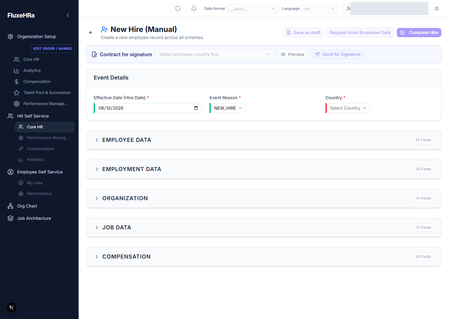 New hire & data request