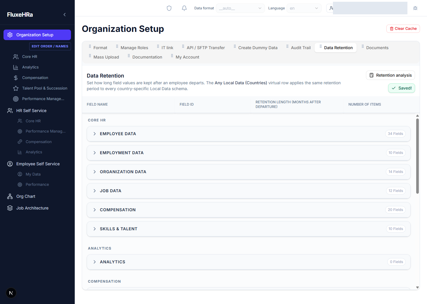 Retention configuration & purge