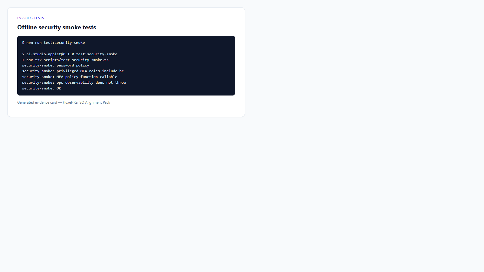 Automated tests & change evidence
